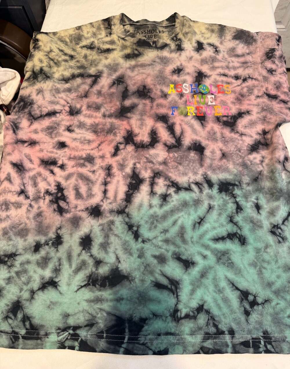 Assholes Live Forever Multicolored Tie-Dye Graphic T-Shirt